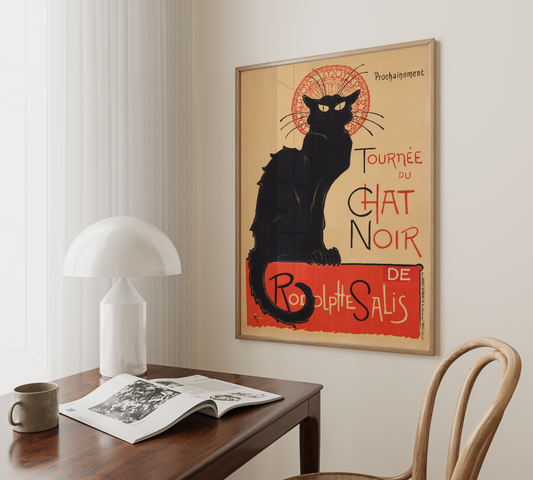 Quadro Poster Vintage Chat noir