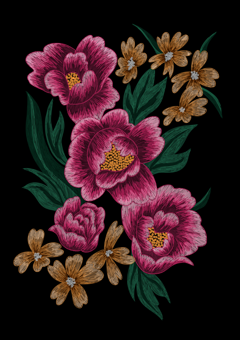 Quadro Bordado Floral por Paula pazini