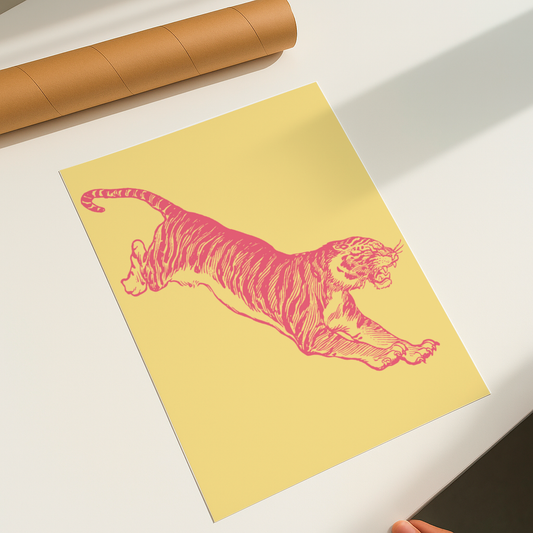 POSTER TIGER - YELLOW -  A2 - Pronta Entrega