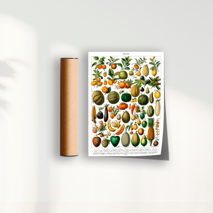 Quadro Fruits White - Frutas poster vintage