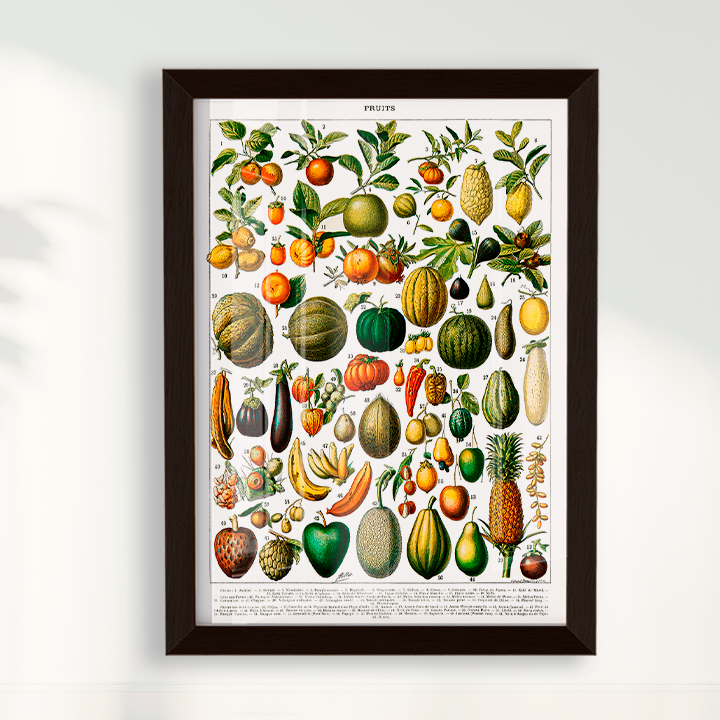 Quadro Fruits White - Frutas poster vintage