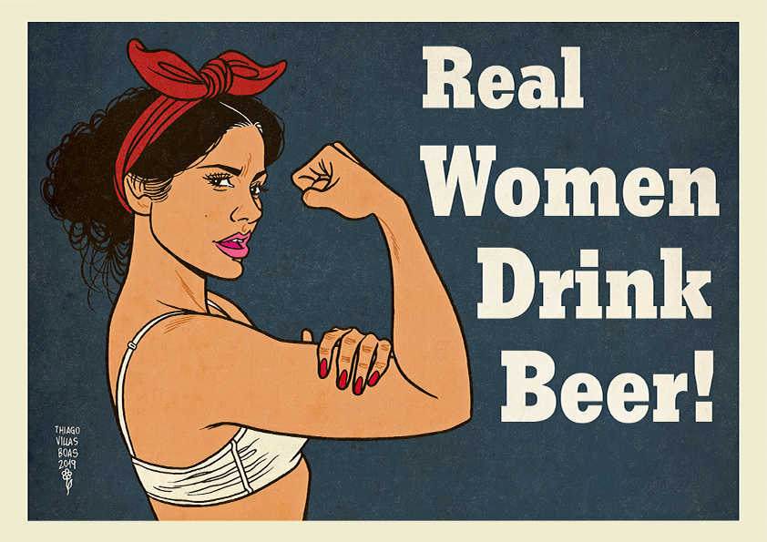 Quadro Real Woman Drink Beer por Thiago Villas Boas