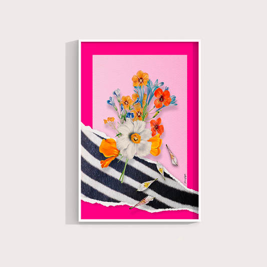 Quadro Flores animal print Zebra por Adoro Cores