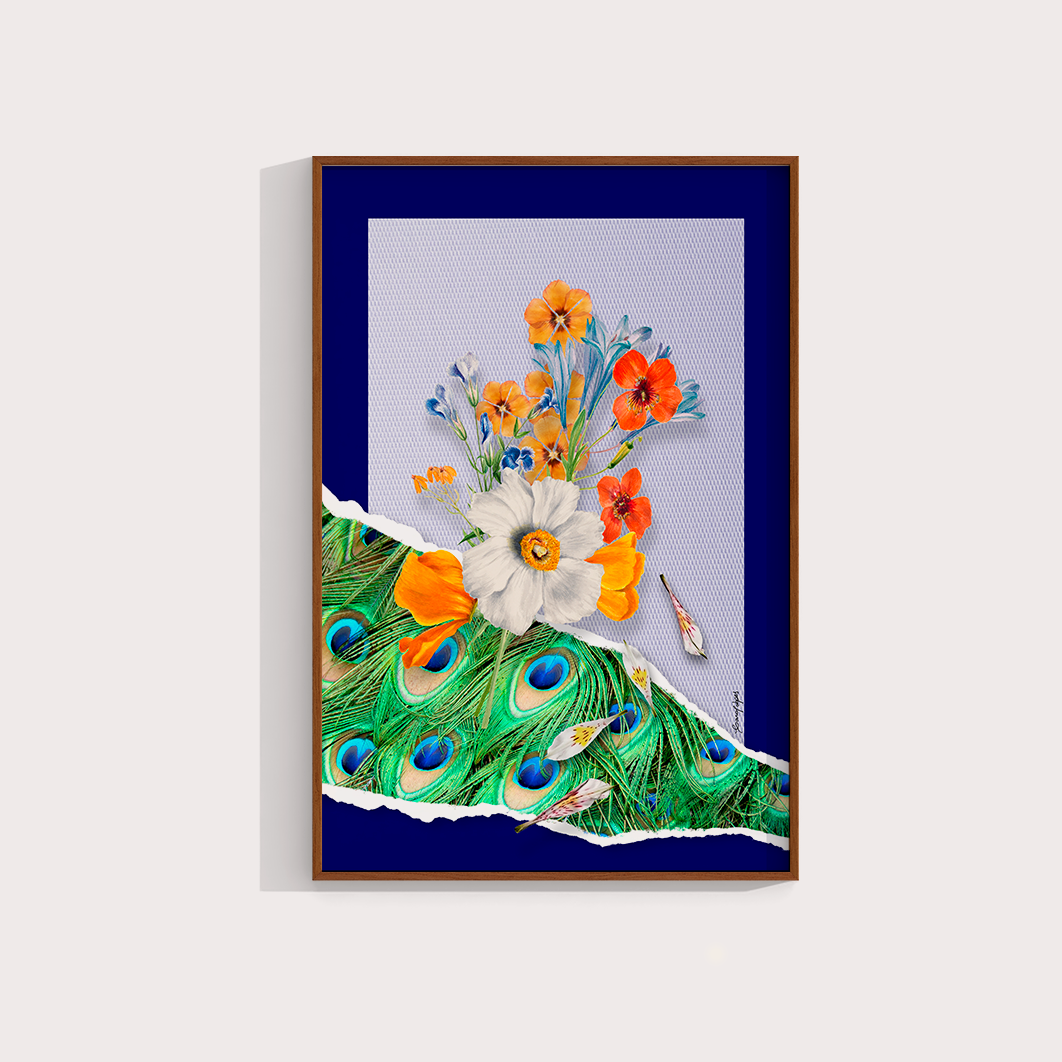 Quadro Flores animal print Pavão por Adoro Cores
