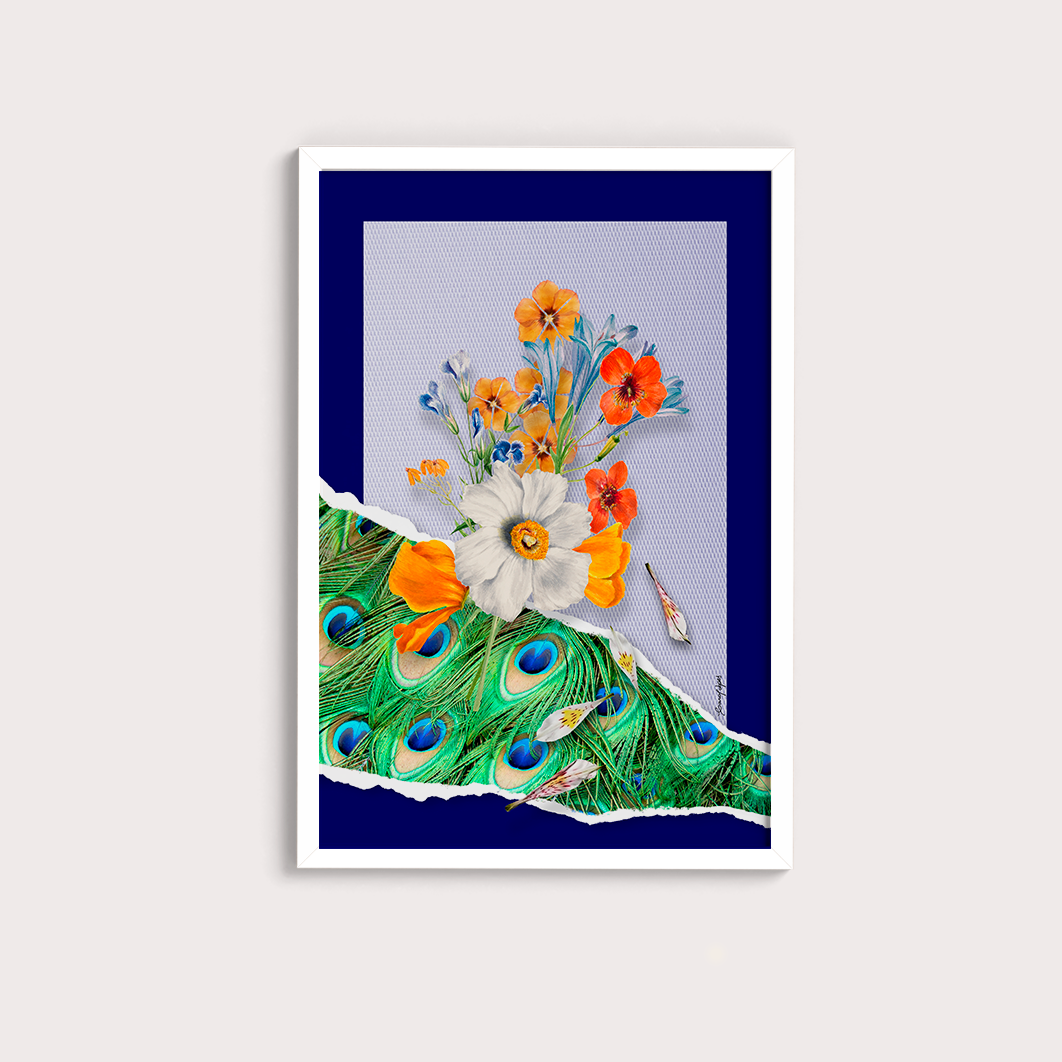 Quadro Flores animal print Pavão por Adoro Cores