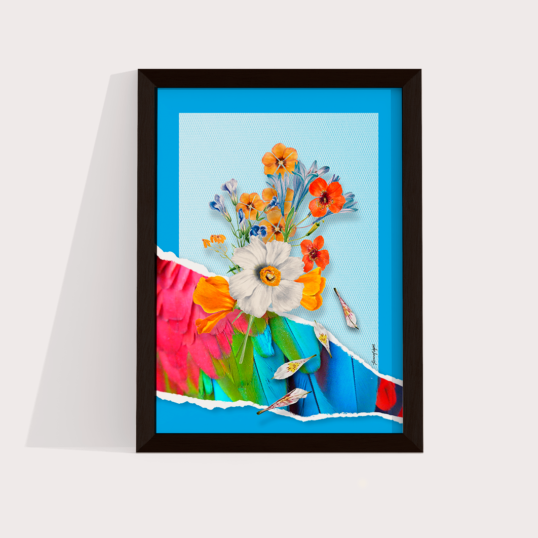 Quadro Flores animal print Arara por Adoro Cores