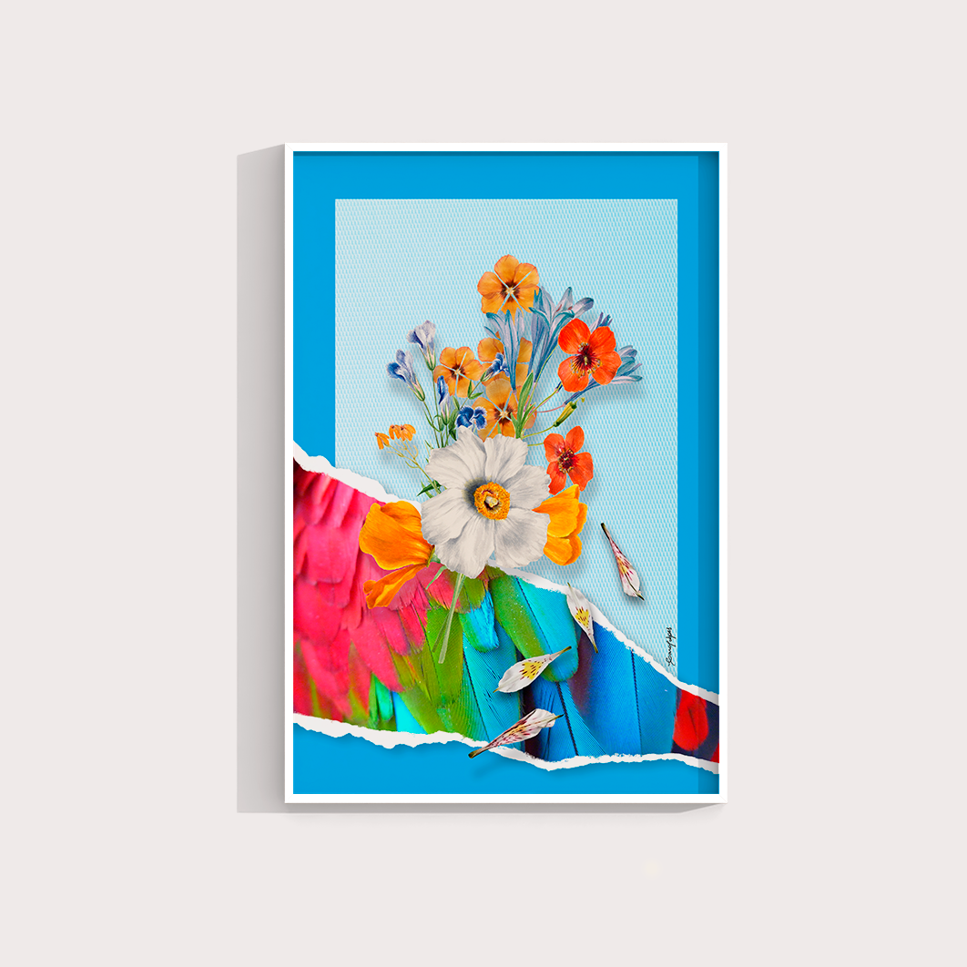Quadro Flores animal print Arara por Adoro Cores