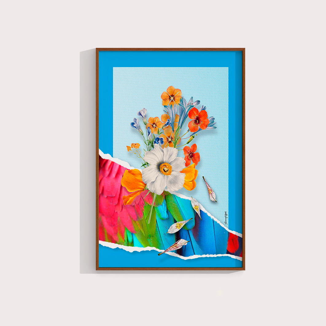 Quadro Flores animal print Arara por Adoro Cores