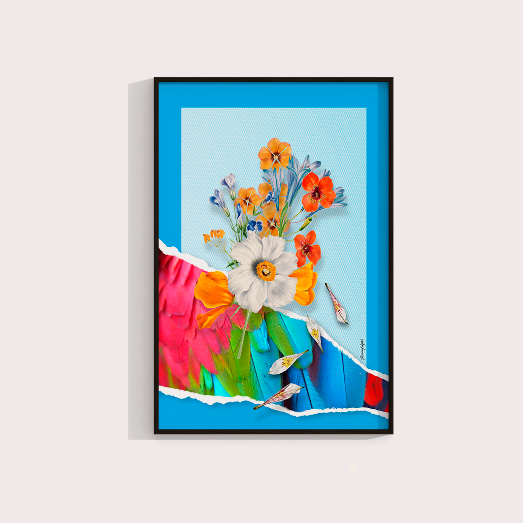Quadro Flores animal print Arara por Adoro Cores