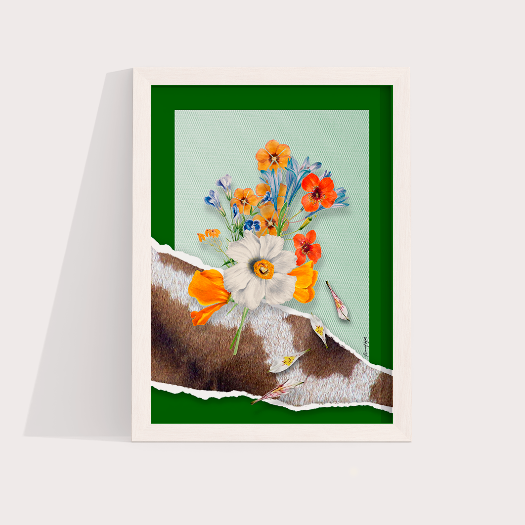 Quadro Flores animal print Girafa por Adoro Cores