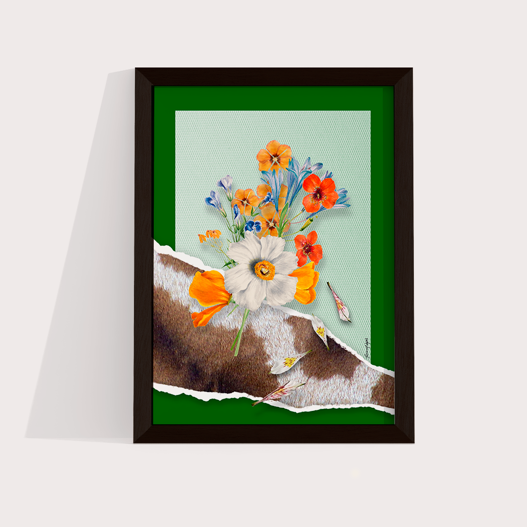Quadro Flores animal print Girafa por Adoro Cores