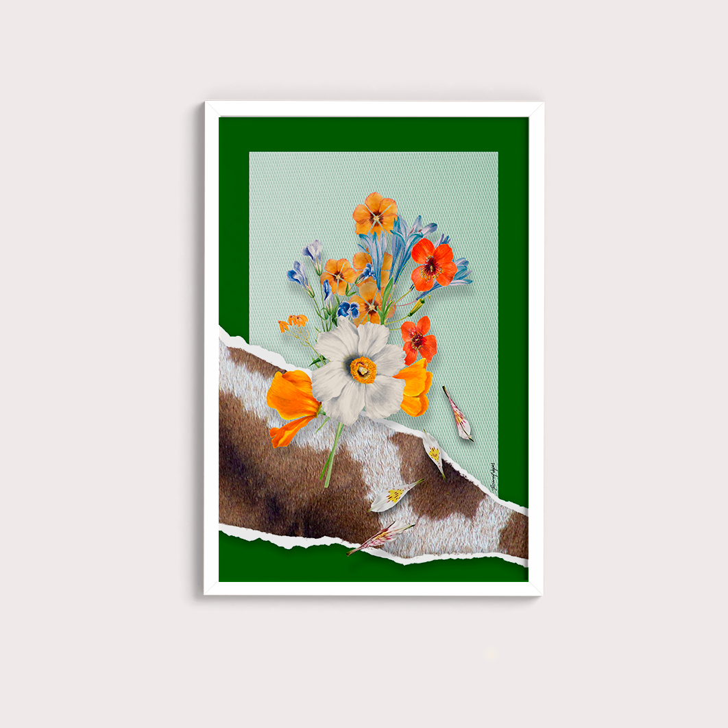 Quadro Flores animal print Girafa por Adoro Cores