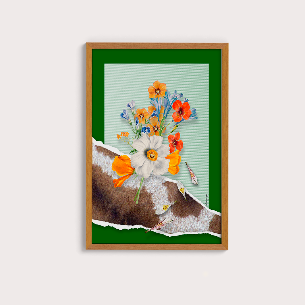 Quadro Flores animal print Girafa por Adoro Cores