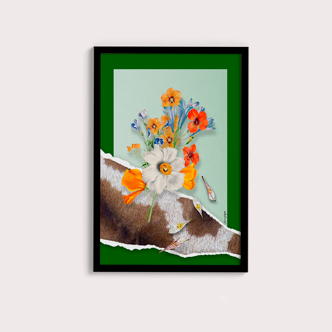 Quadro Flores animal print Girafa por Adoro Cores