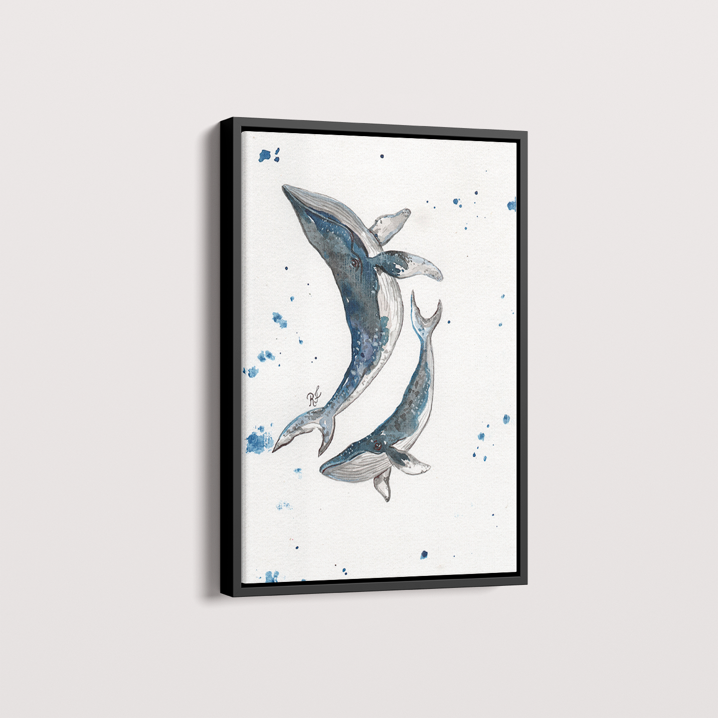 Quadro Baleias por aquarelando