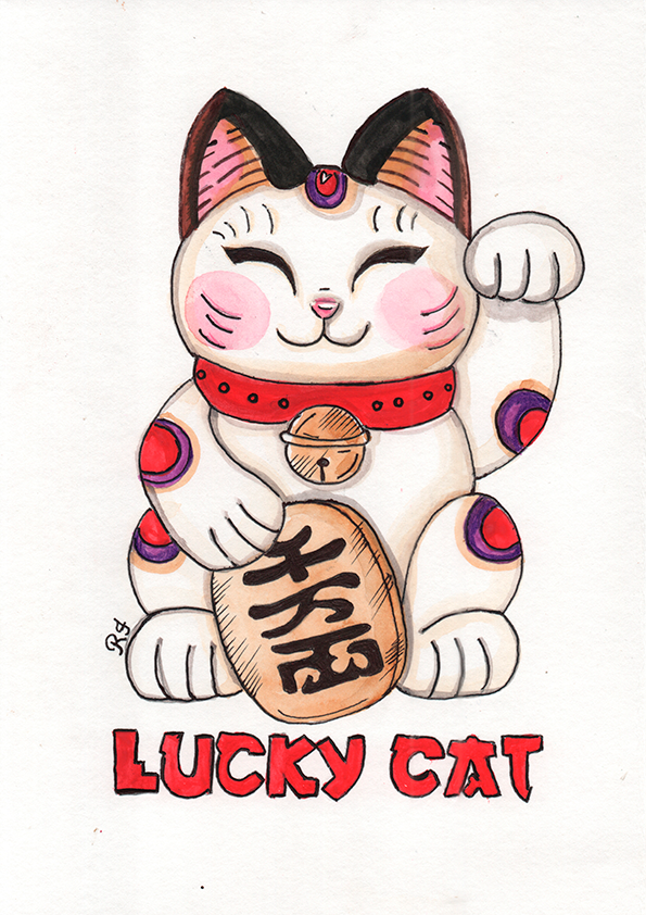 Quadro Lucky Cat por Rayana Karoline