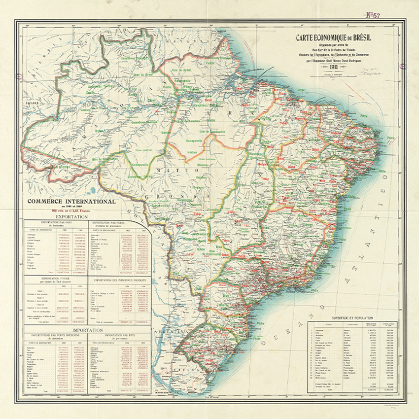 Quadro Mapa Vintage Brasil 1911