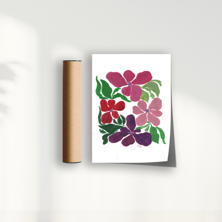 Quadro abstrato Floral II por Aquarelando