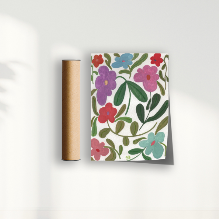 Quadro abstrato Floral III por Aquarelando