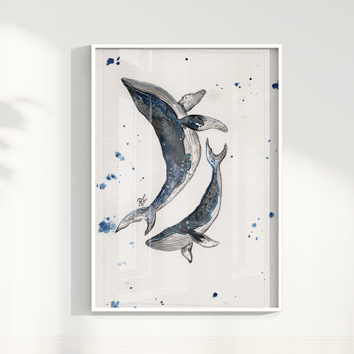 Quadro Baleias por aquarelando