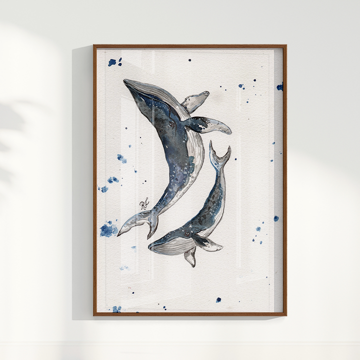 Quadro Baleias por aquarelando