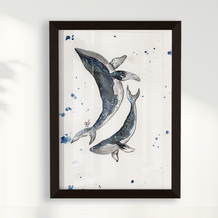 Quadro Baleias por aquarelando