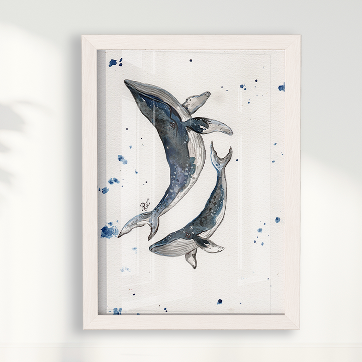 Quadro Baleias por aquarelando