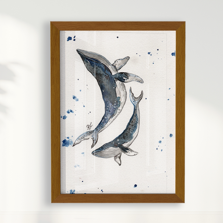 Quadro Baleias por aquarelando