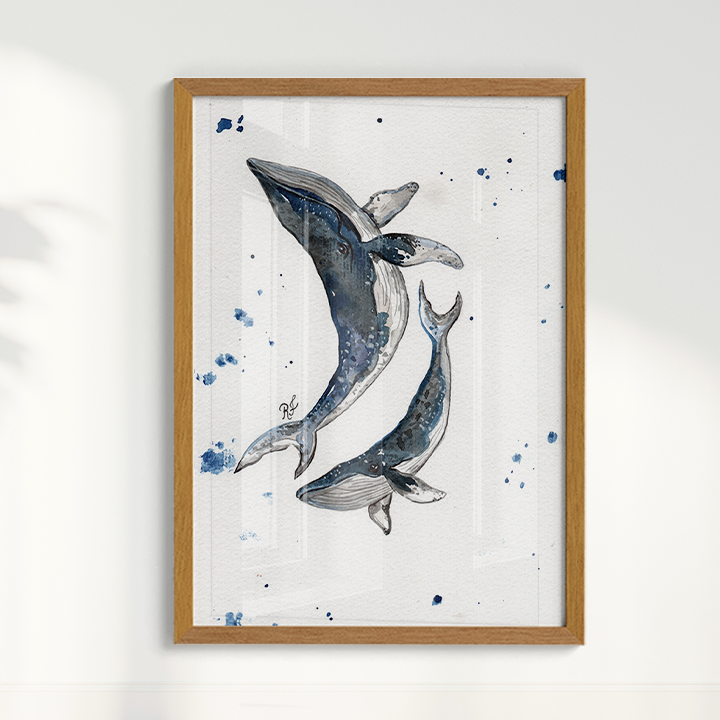 Quadro Baleias por aquarelando