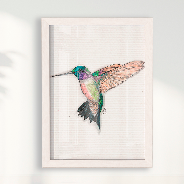 Quadro Beija Flor Aquarelando 26 por Rayana Karoline