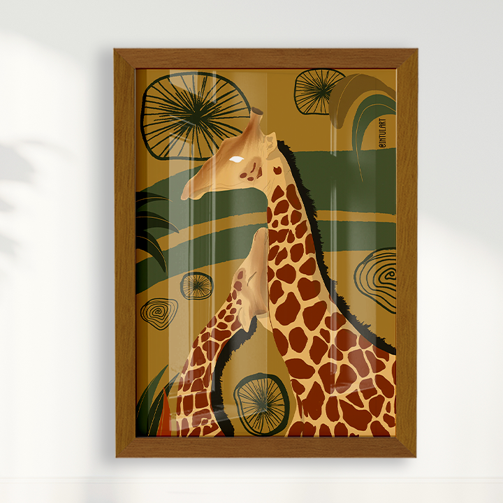 Quadro Girafa fundo Verde por Intui.Art