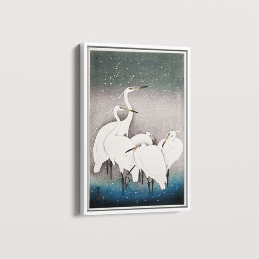 Quadro Grupo de garças arte japonesa de Ohara Koson