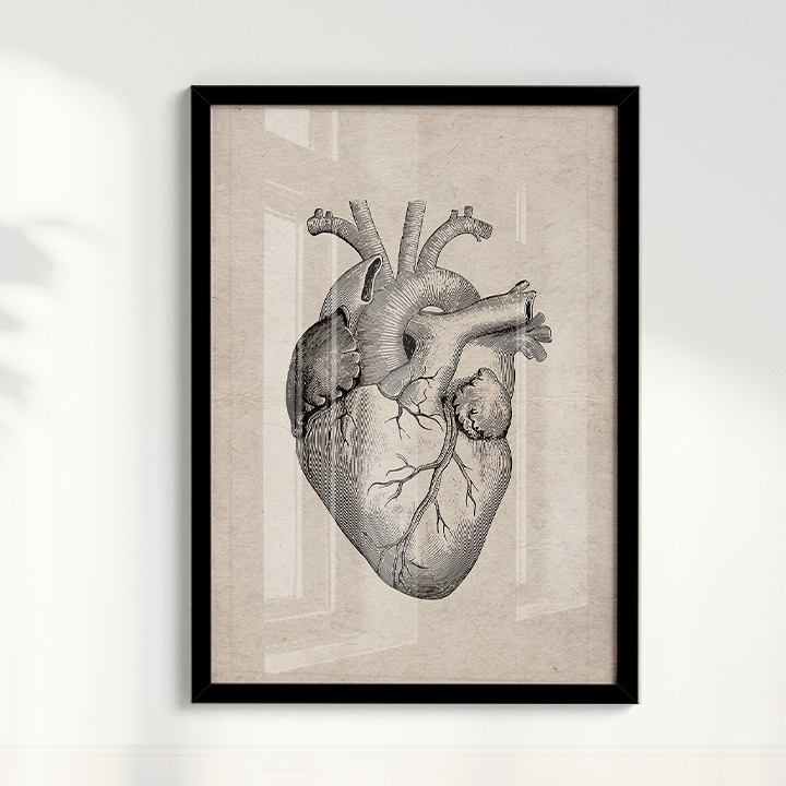 Quadro Heart Vintage tamanho A3 - Pronta Entrega