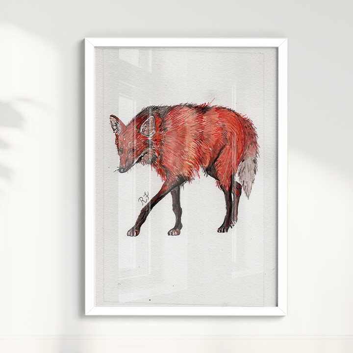 Quadro Lobo Guará por aquarelando