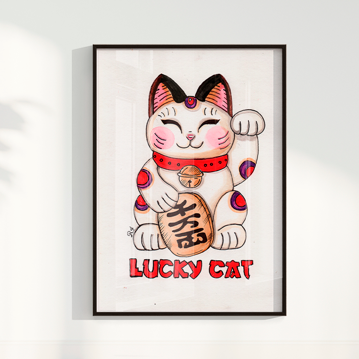 Quadro Lucky Cat por Rayana Karoline