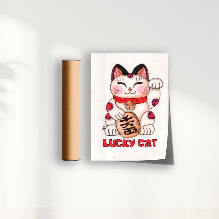 Quadro Lucky Cat por Rayana Karoline