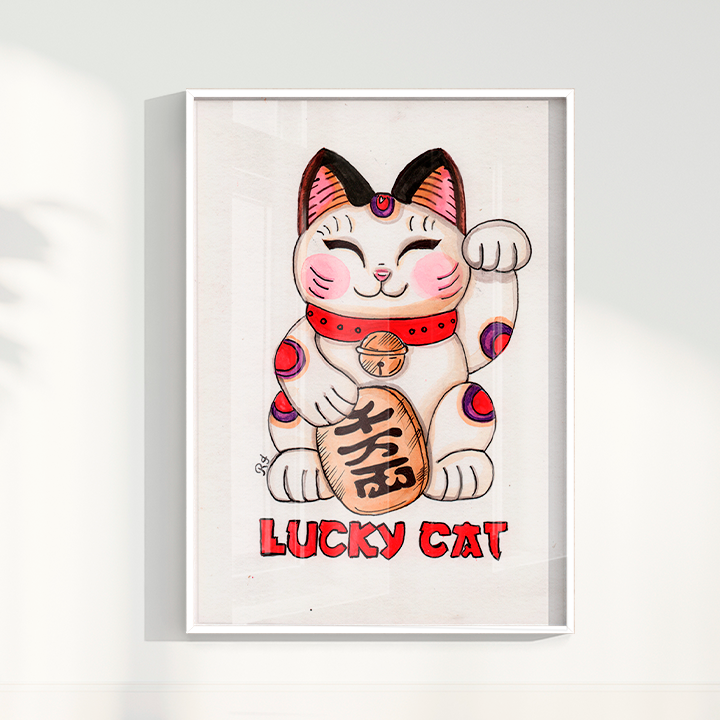 Quadro Lucky Cat por Rayana Karoline