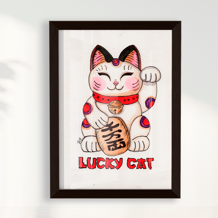 Quadro Lucky Cat por Rayana Karoline