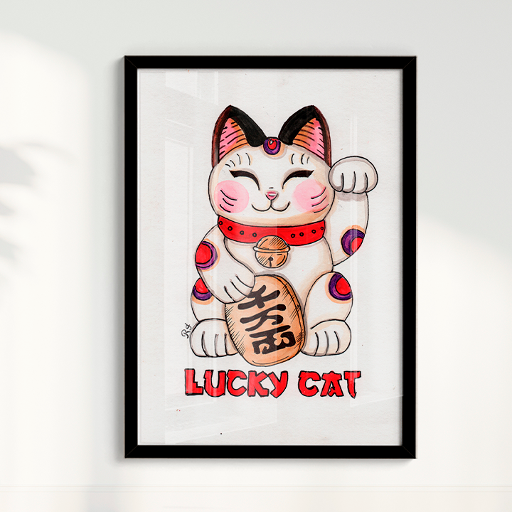 Quadro Lucky Cat por Rayana Karoline