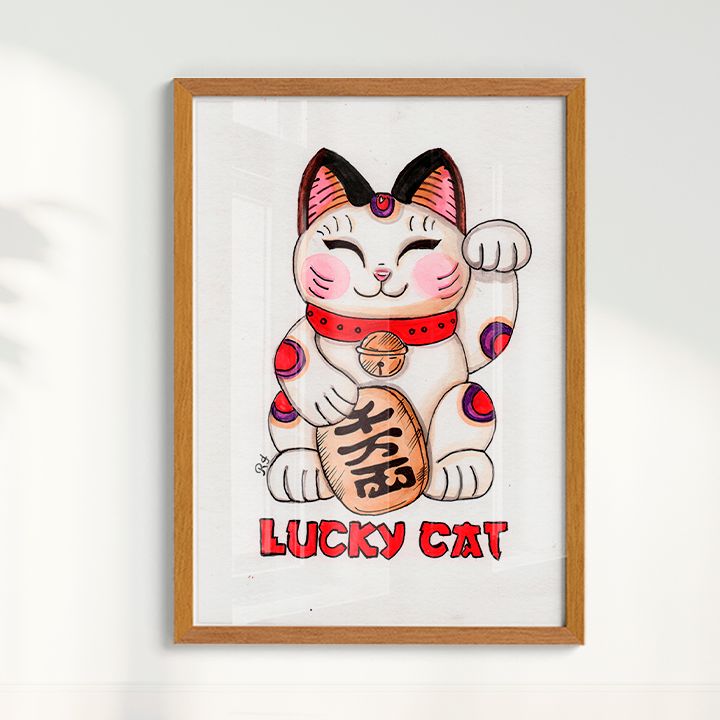 Quadro Lucky Cat por Rayana Karoline