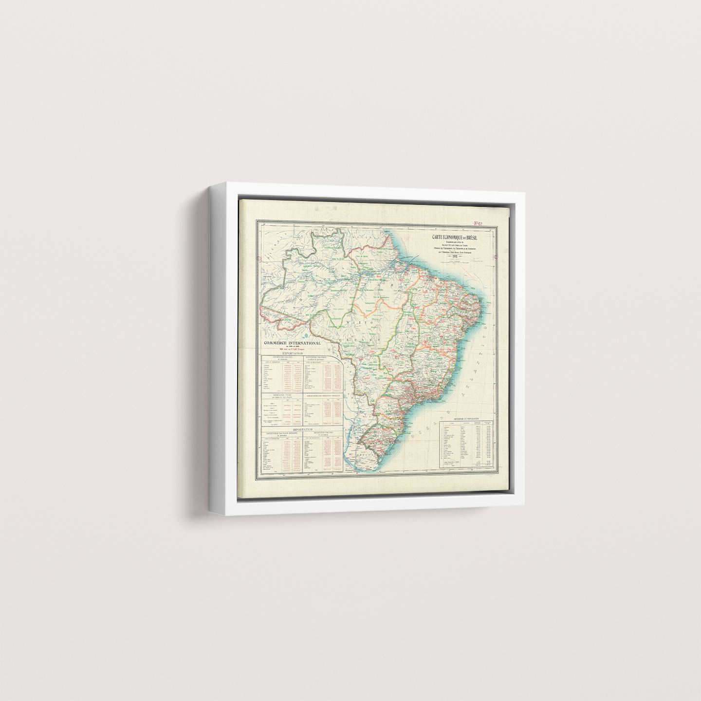 Quadro Mapa Vintage Brasil 1911