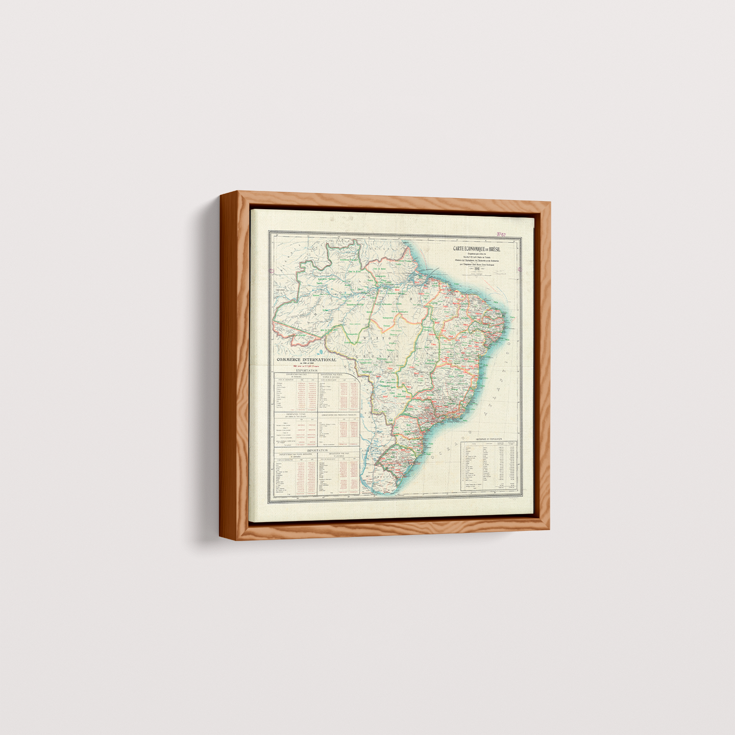Quadro Mapa Vintage Brasil 1911