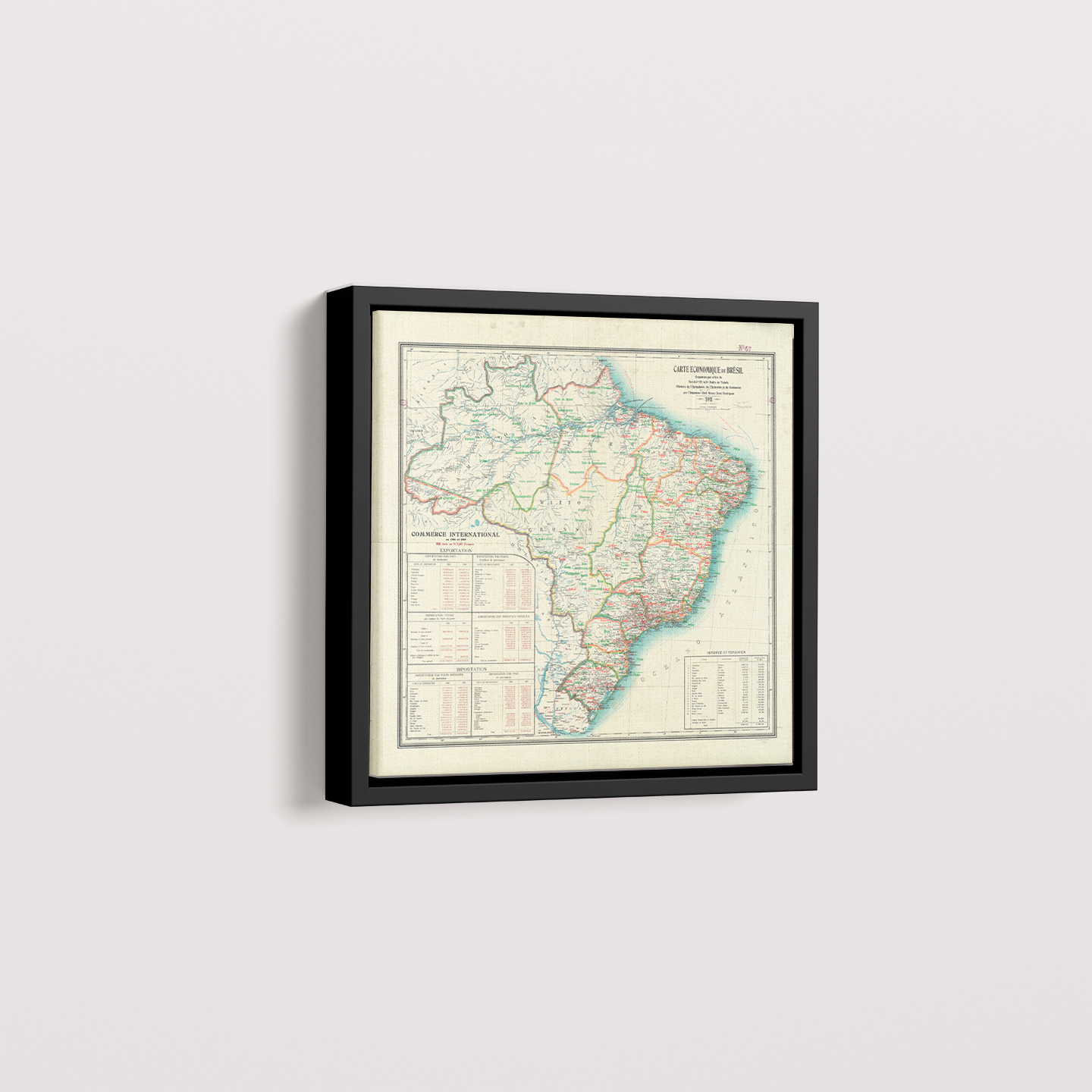 Quadro Mapa Vintage Brasil 1911