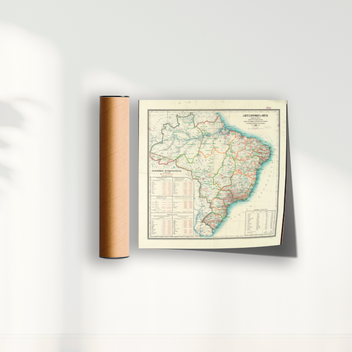 Quadro Mapa Vintage Brasil 1911