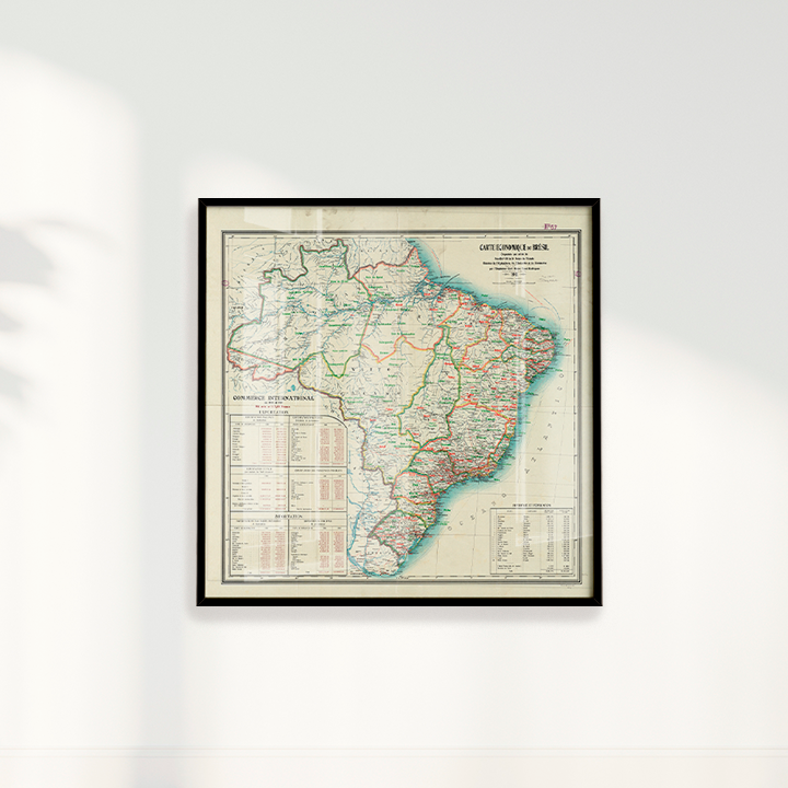 Quadro Mapa Vintage Brasil 1911