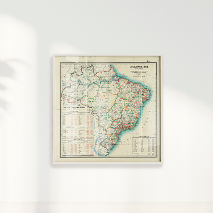 Quadro Mapa Vintage Brasil 1911