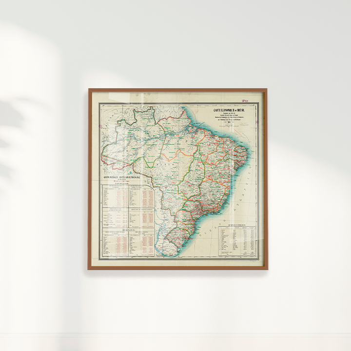 Quadro Mapa Vintage Brasil 1911