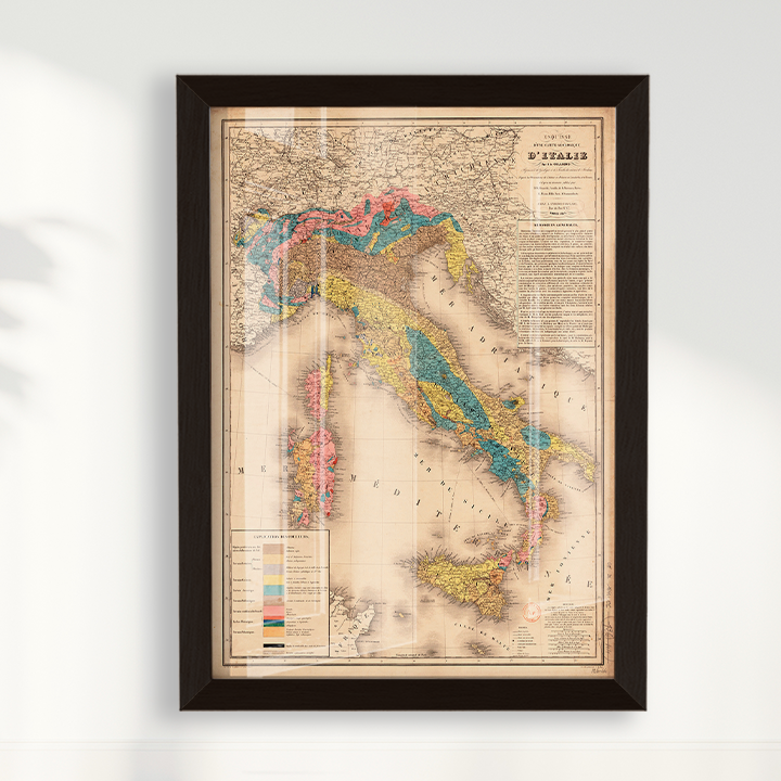 Quadro Mapa Vintage região da Itália