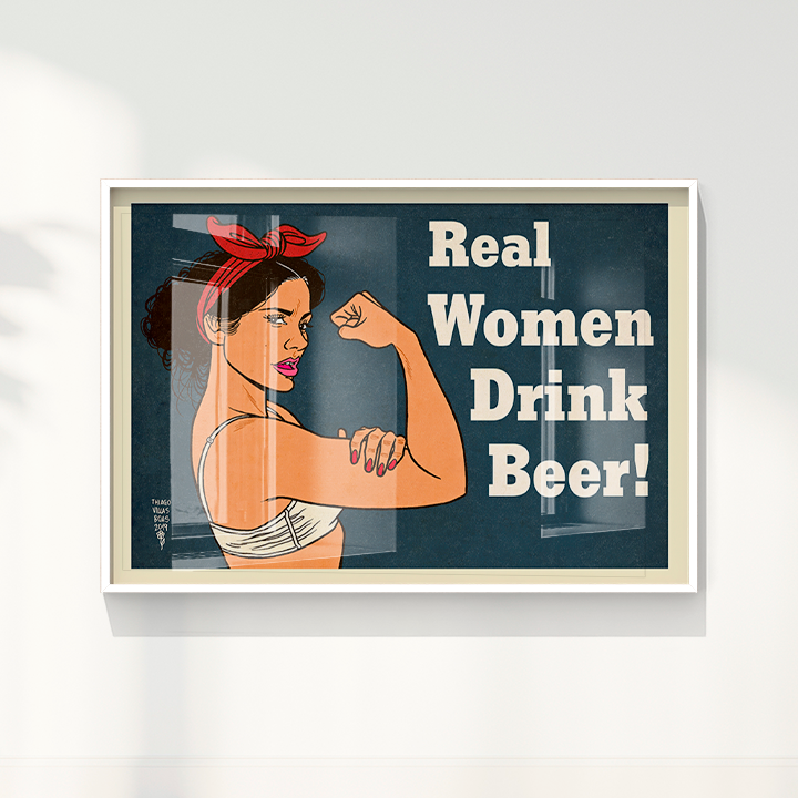 Quadro Real Woman Drink Beer por Thiago Villas Boas