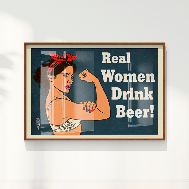 Quadro Real Woman Drink Beer por Thiago Villas Boas